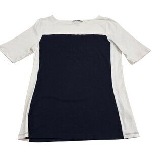 Ralph Lauren Women's Colorblock Short Sleeve knit Blouse Size Large Black White
